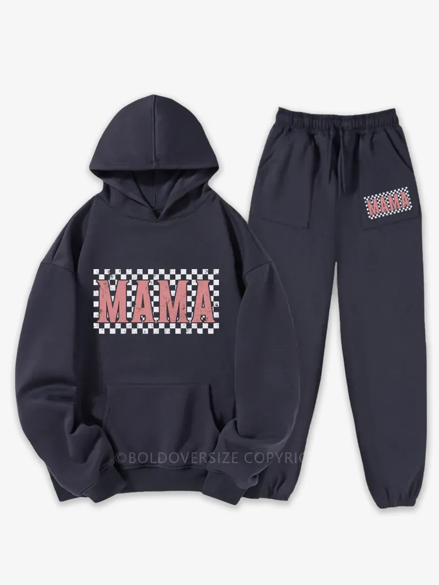Vintage Retro Boho Mama Fleece Hoodie Suit