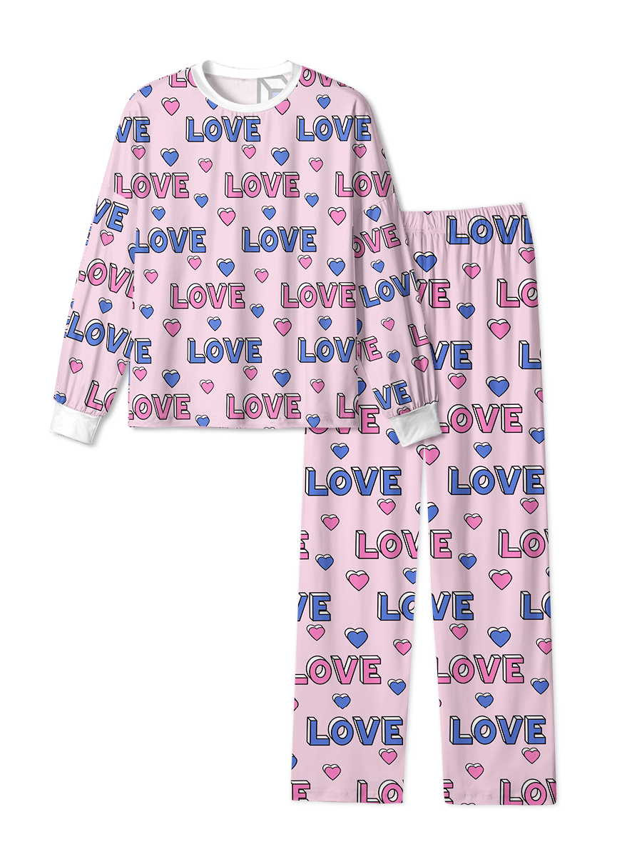 Vintage Blue Pink Love Heart Pajama