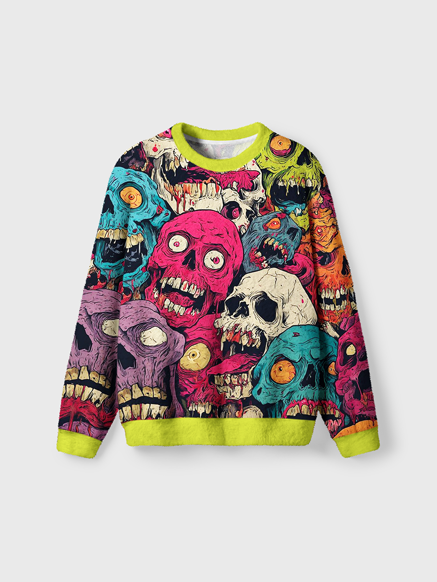 Vintage Psychedelic Zombie Skull Ugly Sweater