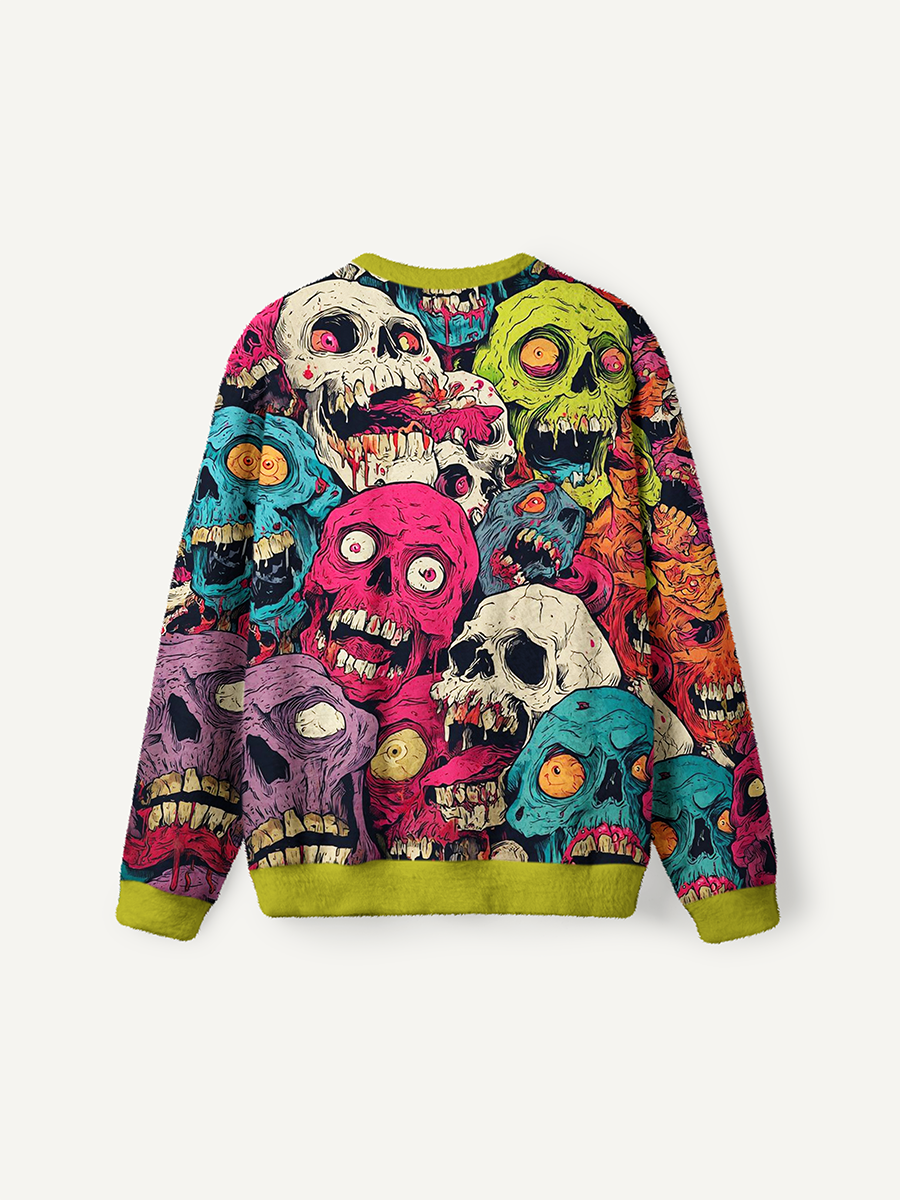 Vintage Psychedelic Zombie Skull Ugly Sweater