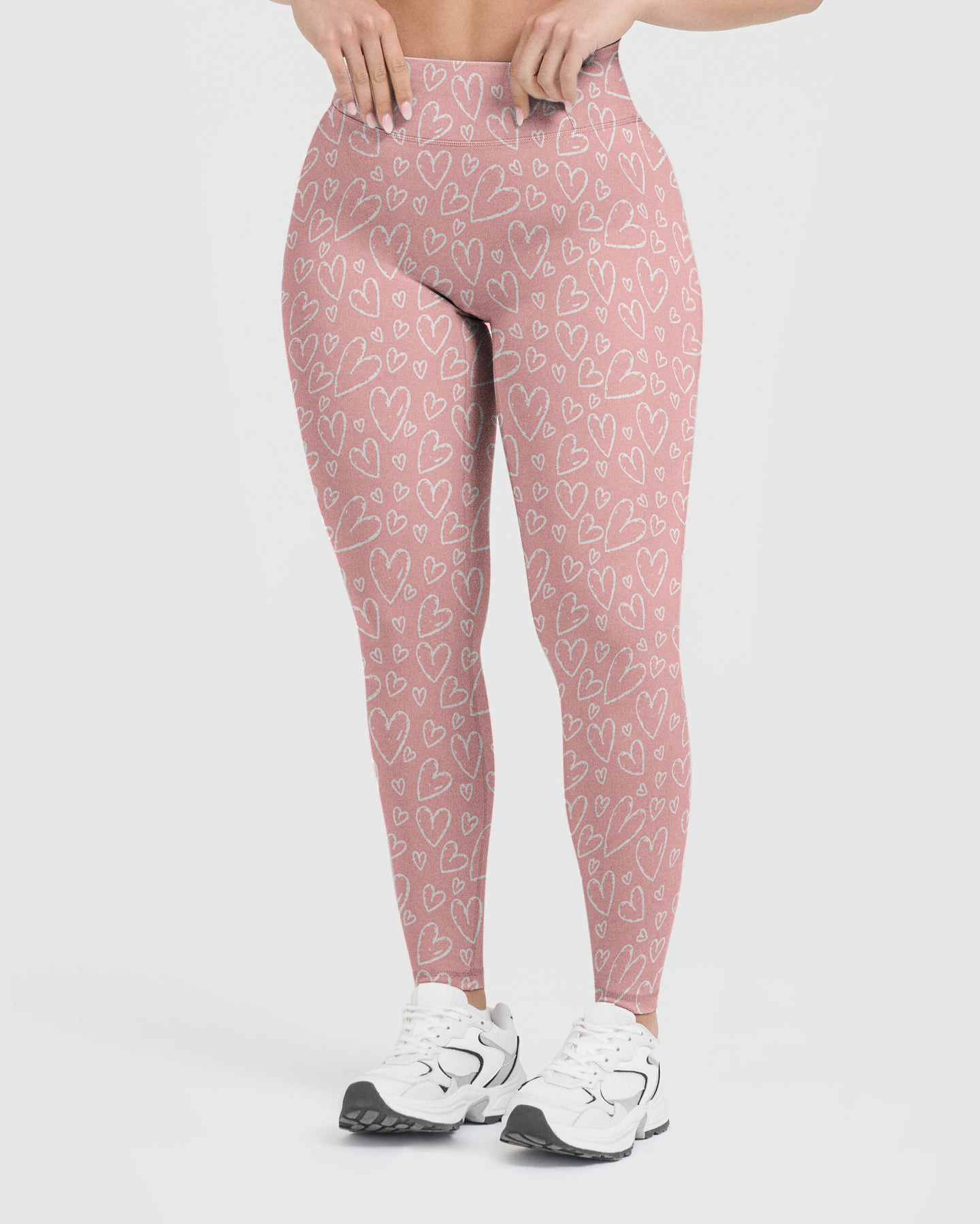 Vintage Pink Sketch Heart Leggings