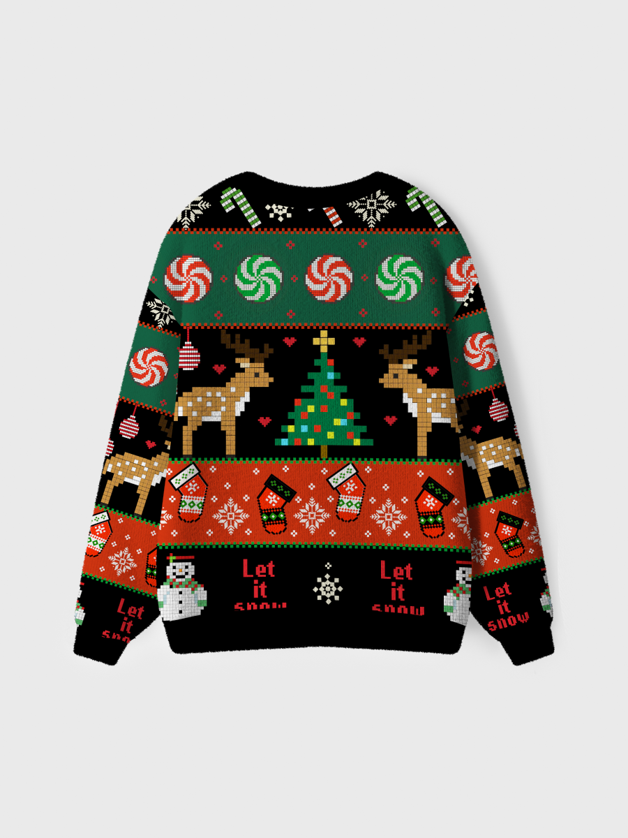 Vintage Elk And Candy Ugly Cardigan Sweaters