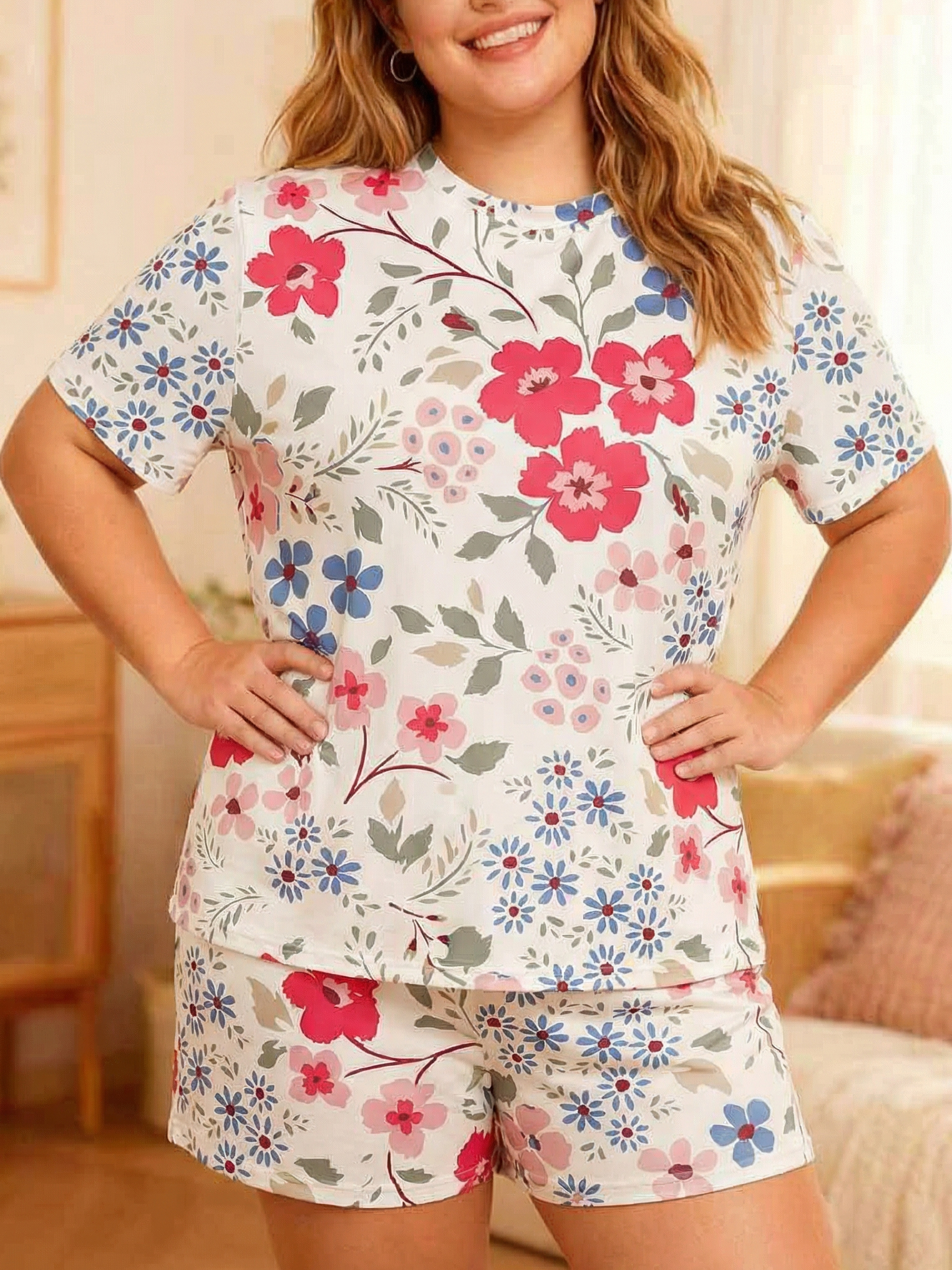 Vintage Multi-Color Flower Short Pajamas