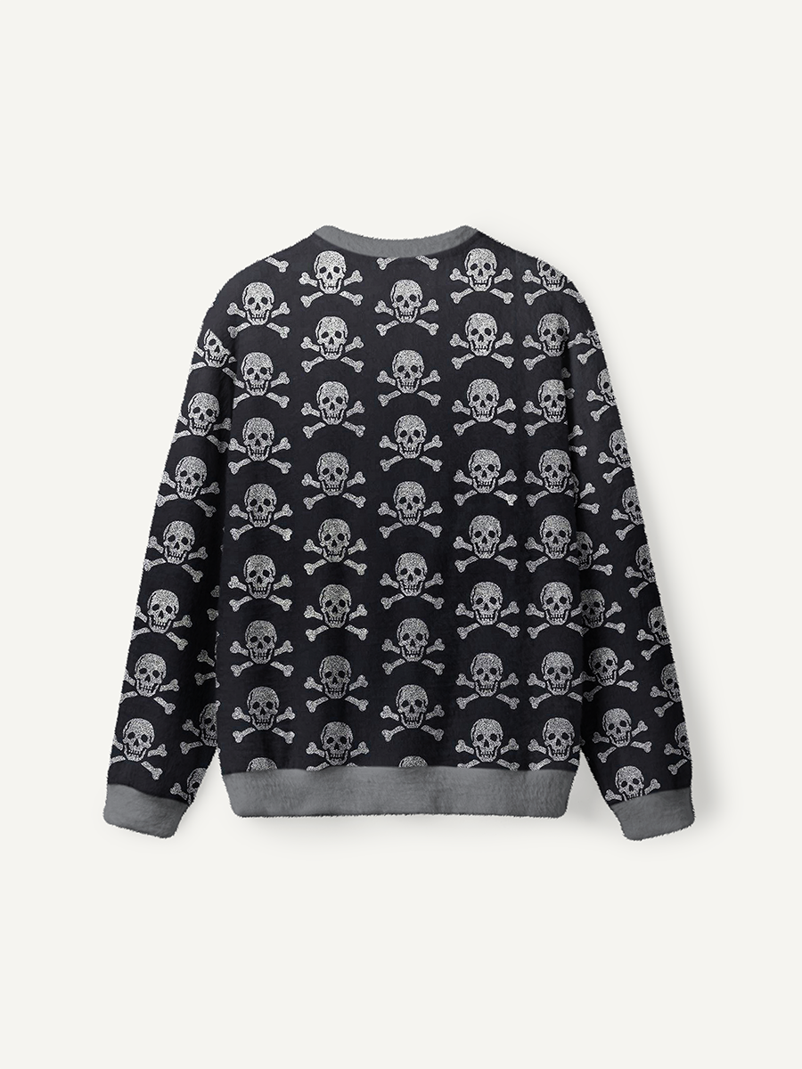 Vintage Glitter Skull and Crossbones Pirate Ugly Sweater