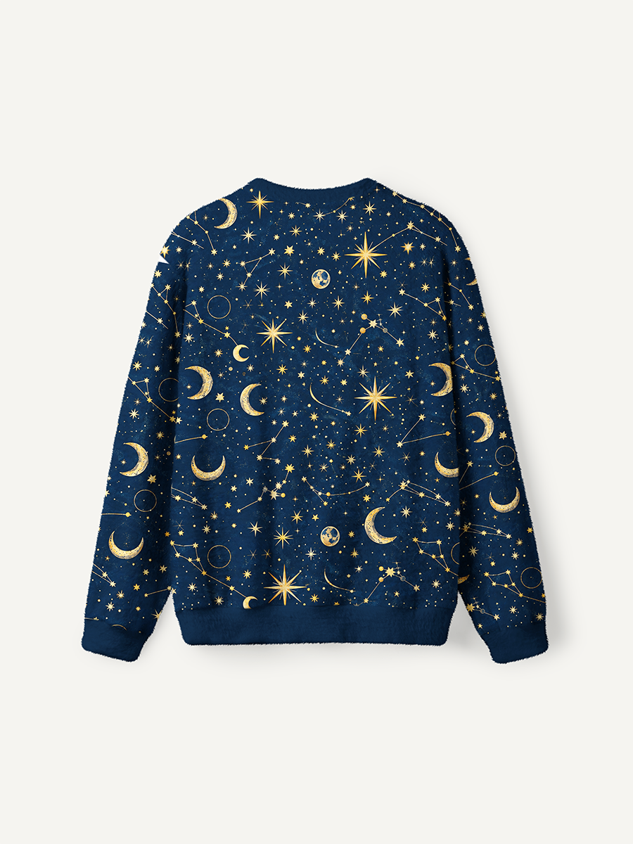 Vintage Golden Star Moon Constellation Ugly Sweater