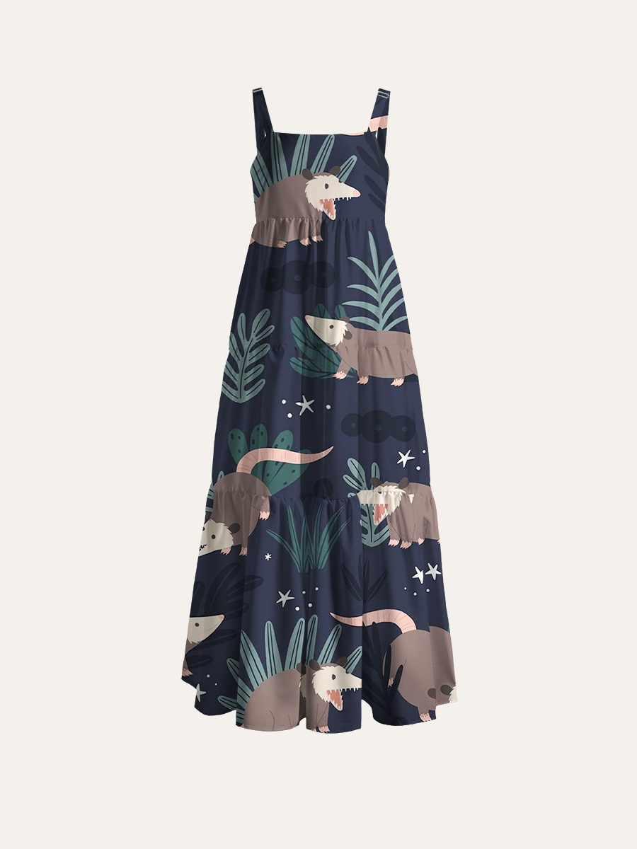 Opossum Adjustable Wide Straps Maxi Dress