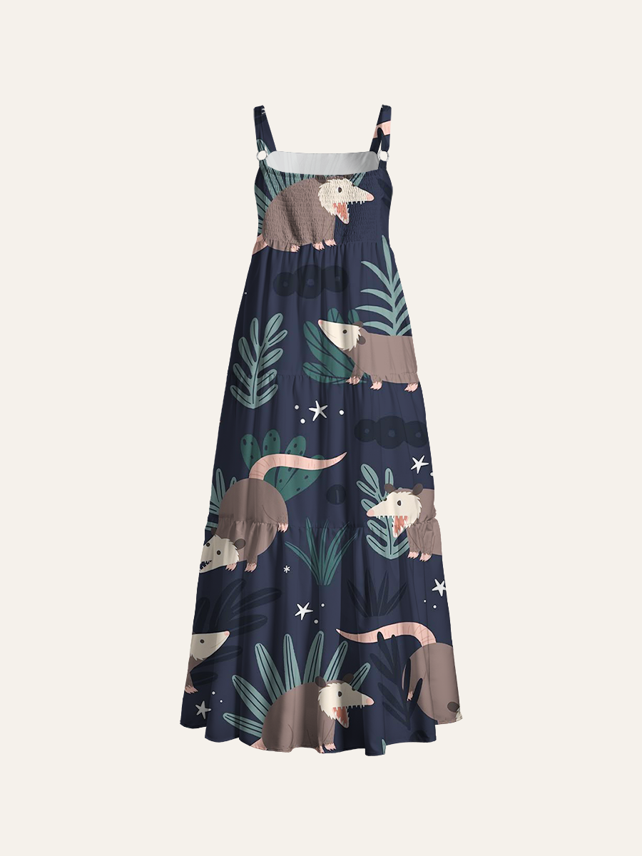 Opossum Adjustable Wide Straps Maxi Dress
