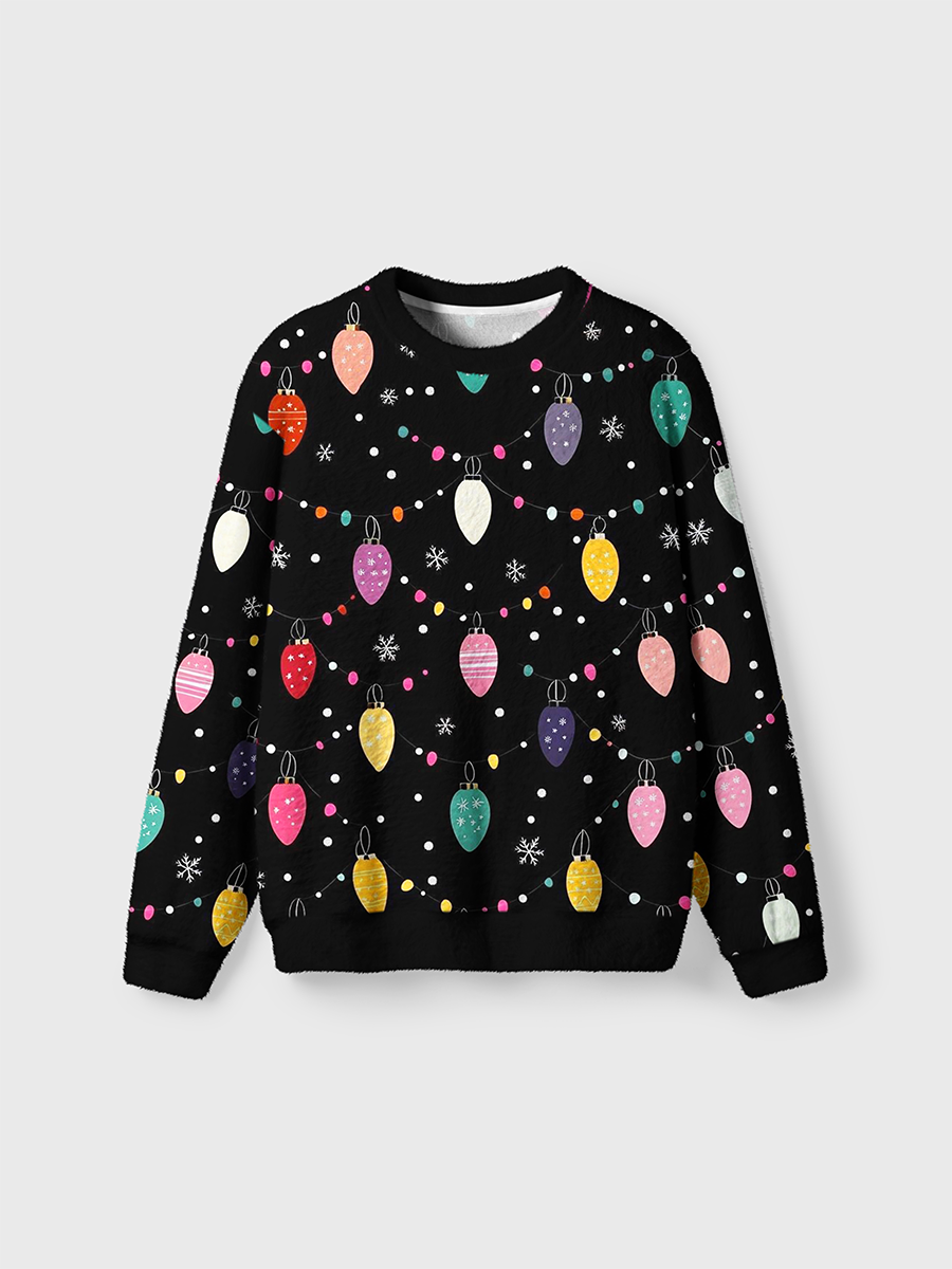 Vintage Colorful Christmas Bulbs And Snowflakes Ugly Sweater