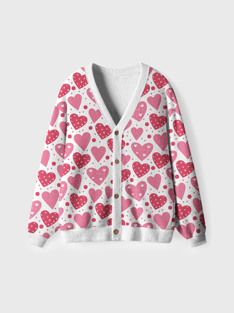 Vintage Polka Dot Heart Cute Pop Ugly Cardigan Sweaters
