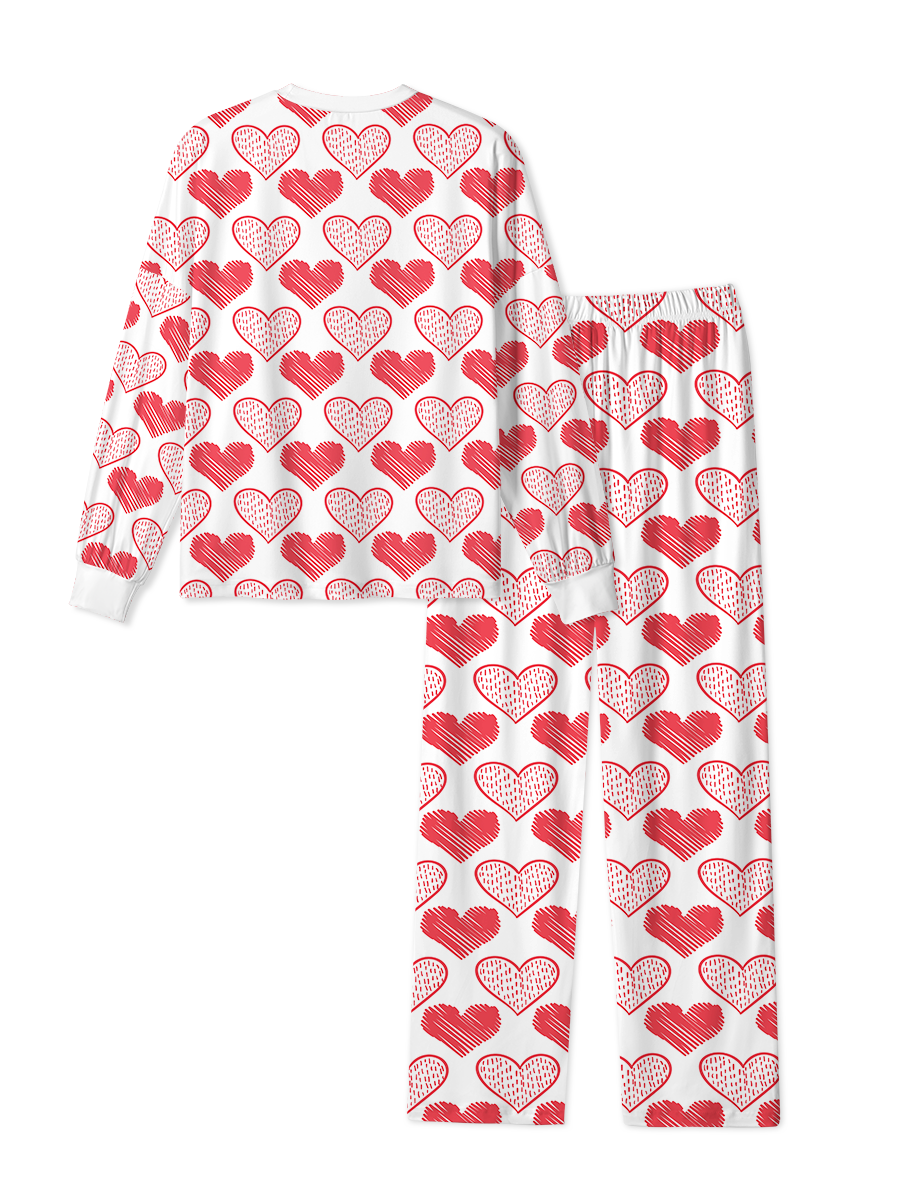 Vintage Doodle Heart Red Pop Pajama