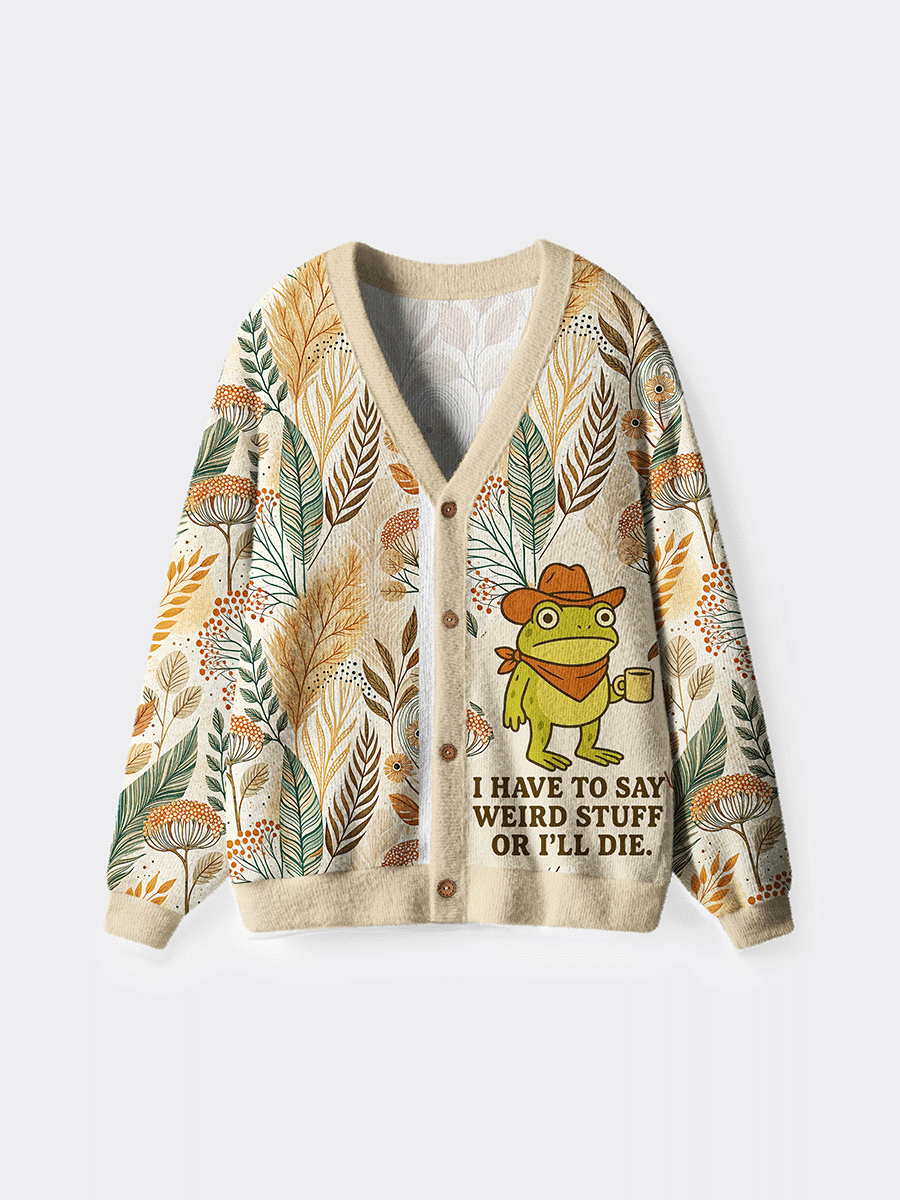 Vintage Mushrooms And Clouds Cardigan Sweaters