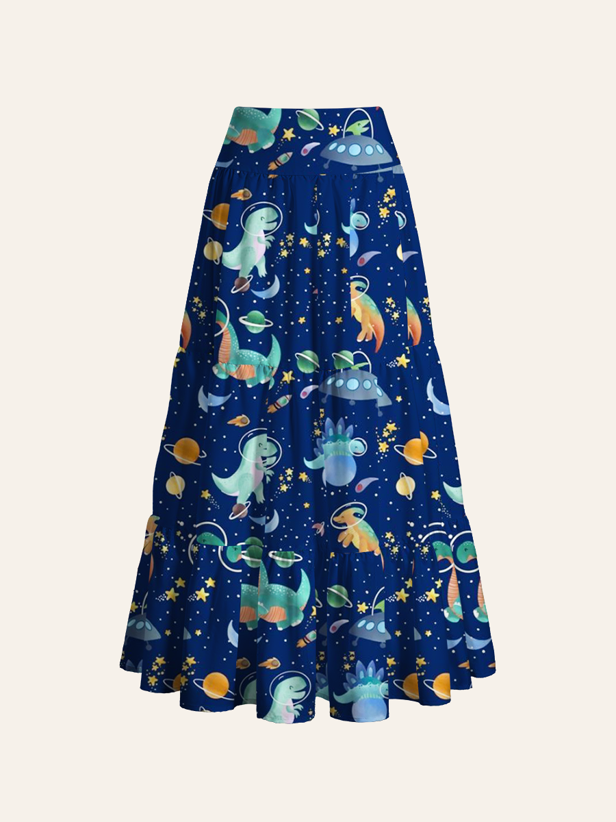 Space Dinosaur Convertible Maxi Skirts
