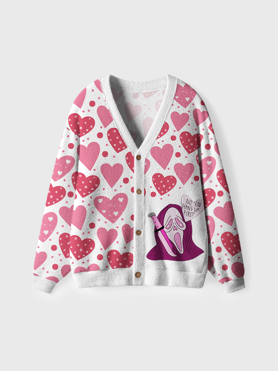 Vintage Girly Pink Scream Ghost Face Cardigan Sweaters