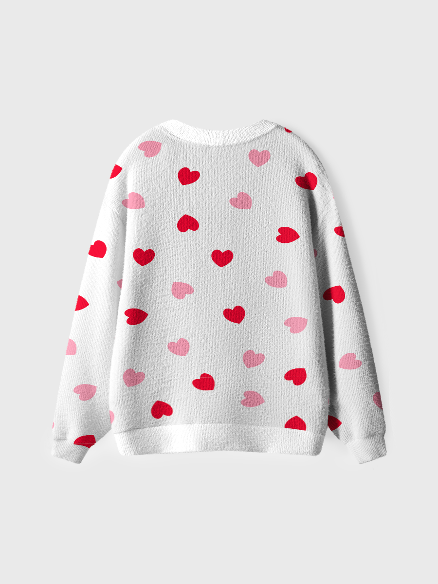 Vintage Red Pink Heart Pop Cute Ugly Cardigan Sweaters