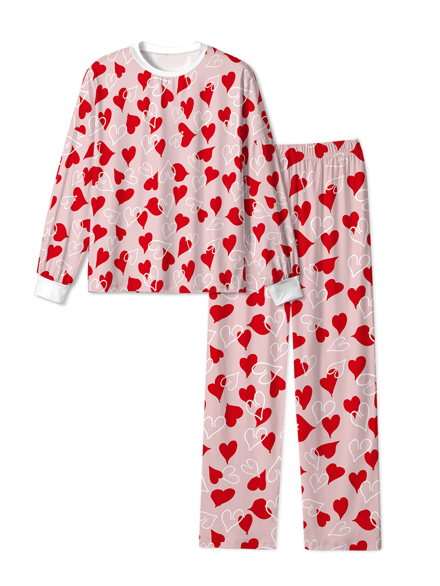 Vintage Red White Heart Pink Pop Pajama