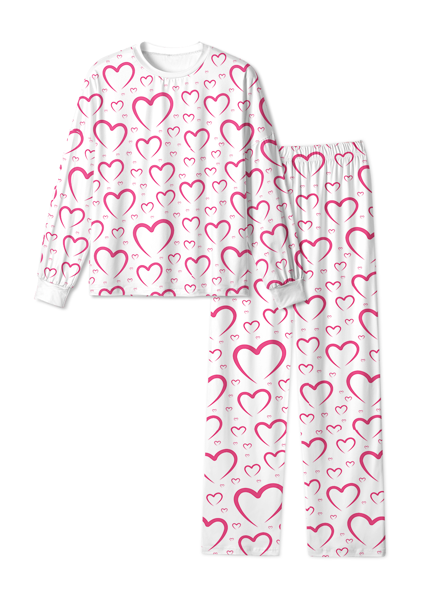 Vintage Pink Outline Heart Pop Pajama