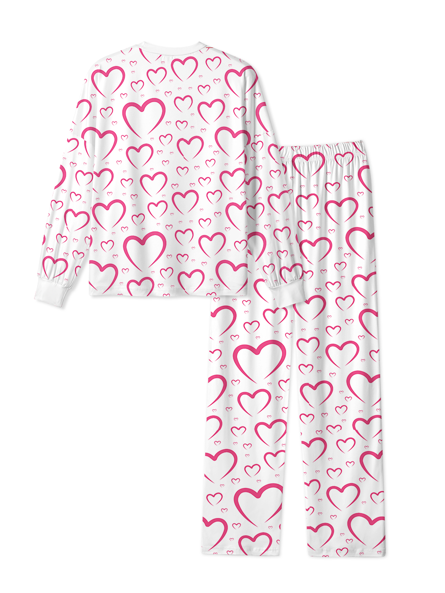 Vintage Pink Outline Heart Pop Pajama