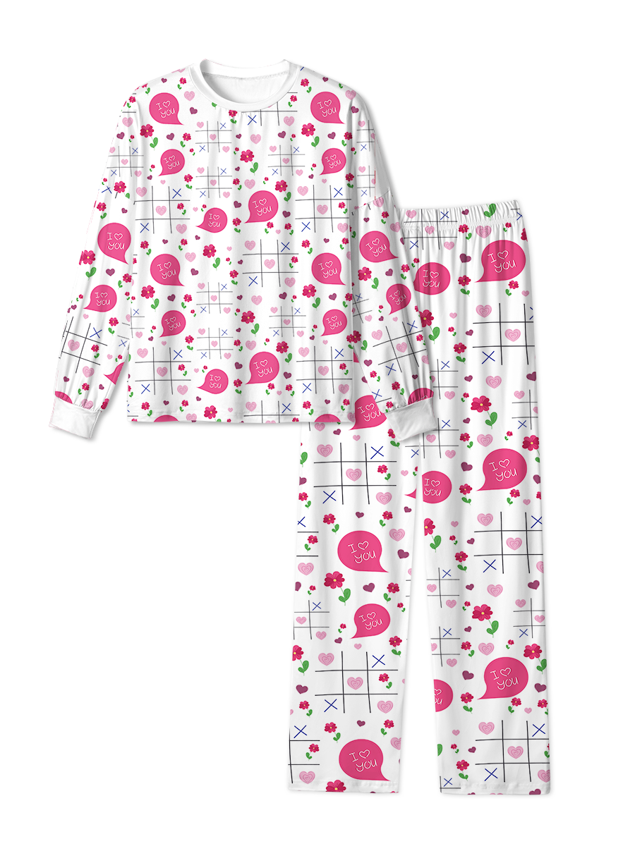 Vintage Floral TicTacToe Heart Pop Pajama