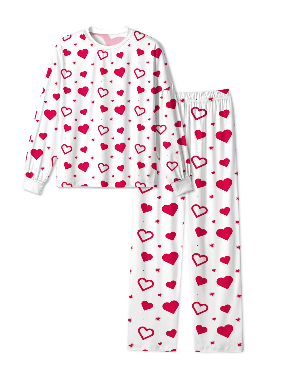 Vintage White Red Heart Pop Pajama