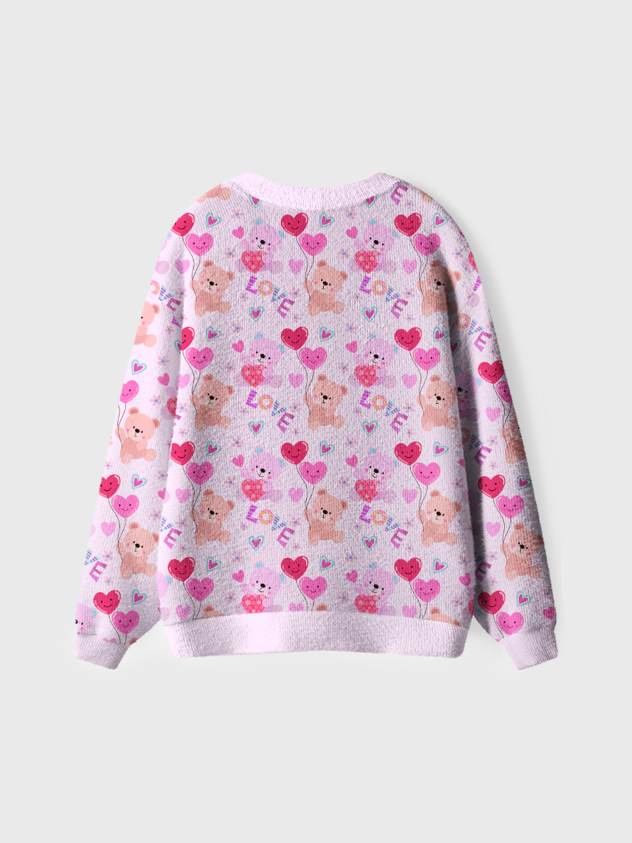 Vintage Teddy Bear Love Pop Heart Ugly Cardigan Sweaters