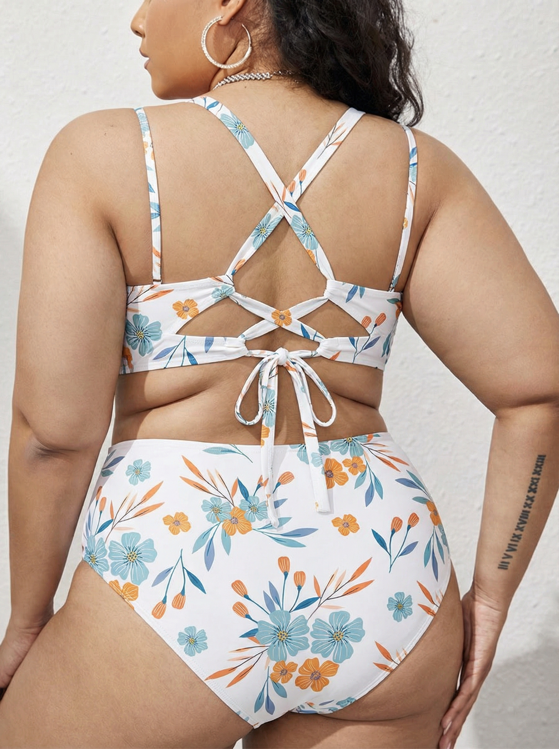 Vintage Boho Floral Strappy Two-Piece Swimsuit