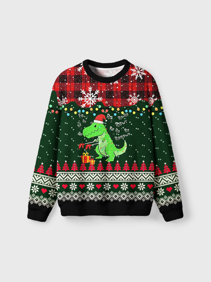 Vintage Dinosaur Christmas Ugly Sweater