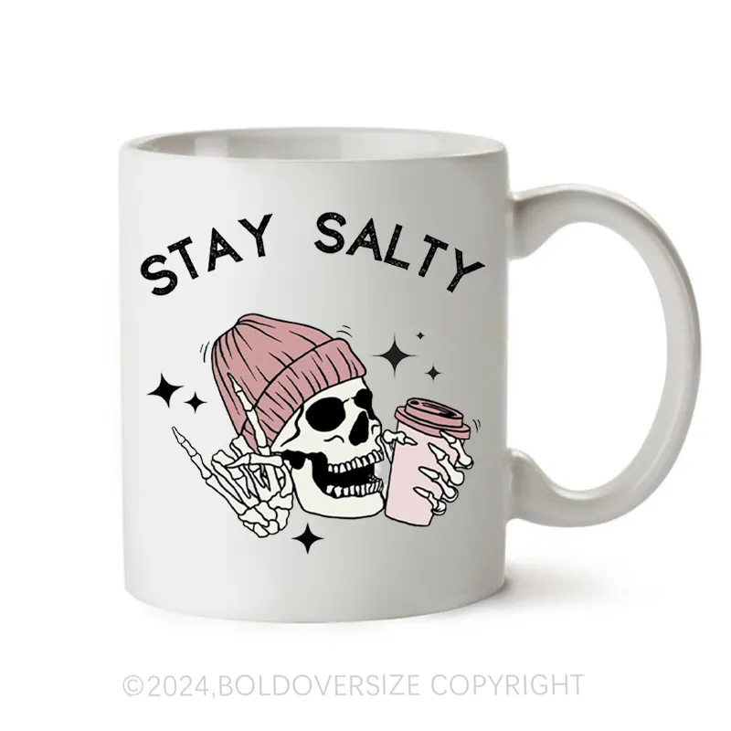  Skeleton Stay Salty Washed Vintage Mug