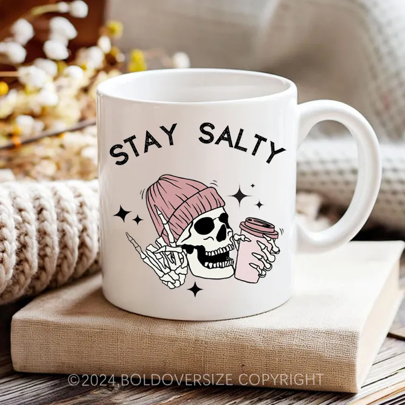  Skeleton Stay Salty Washed Vintage Mug