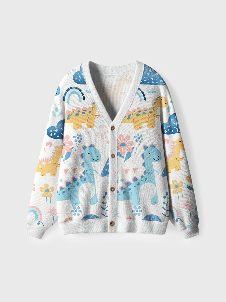 Vintage Cute Pastel Dinosaur Cardigan Sweaters