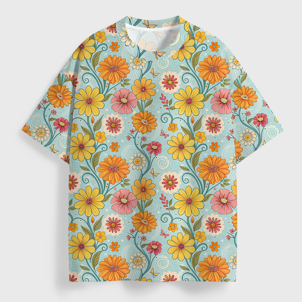 Vintage Cottagecore Botanical All Over Print T-Shirt