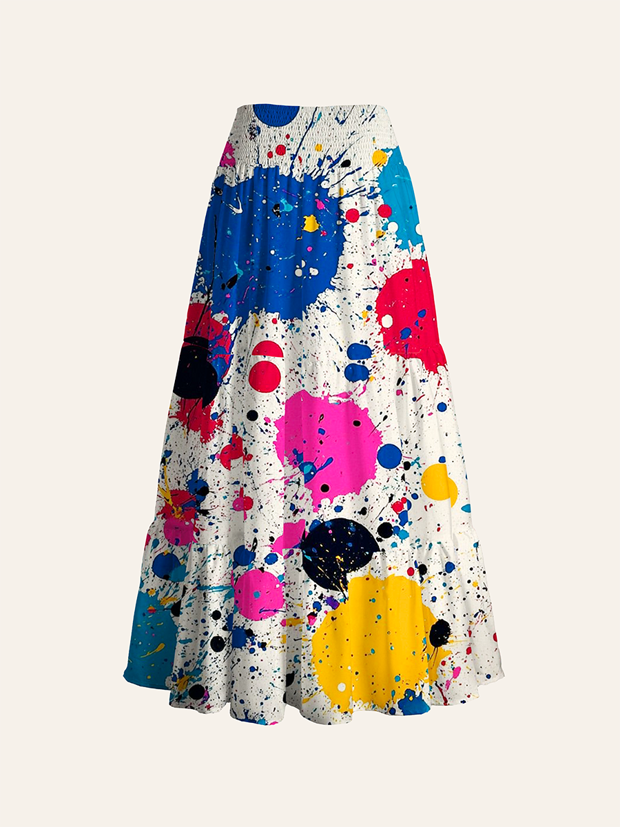 Vibrant Paint Splatter Convertible Maxi Skirts