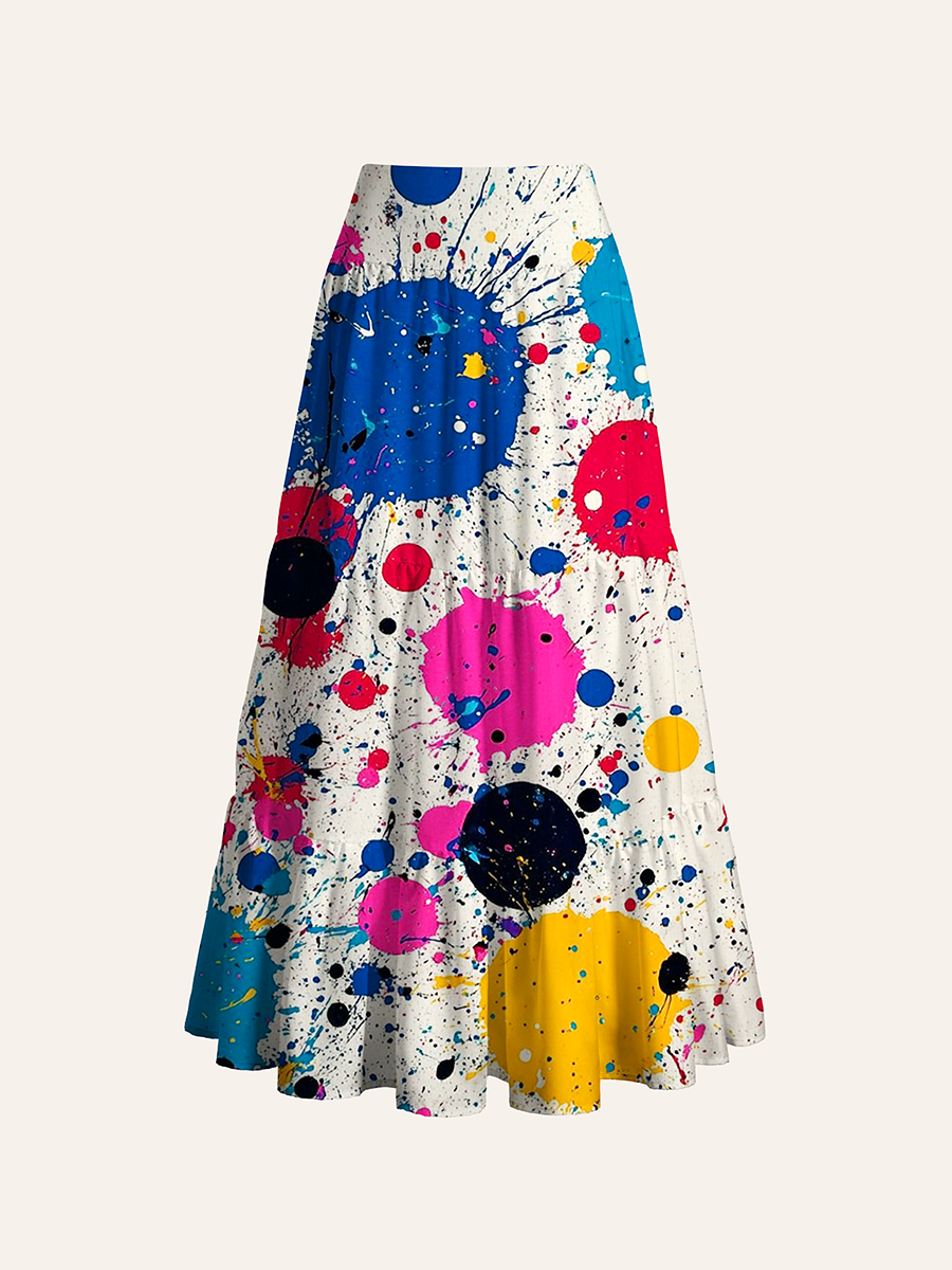Vibrant Paint Splatter Convertible Maxi Skirts