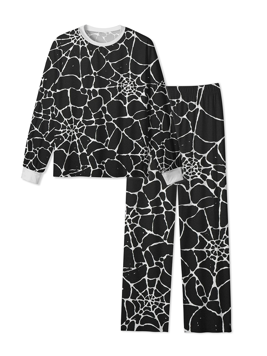Vintage Minimal Spider Web Line Art Halloween Pajama