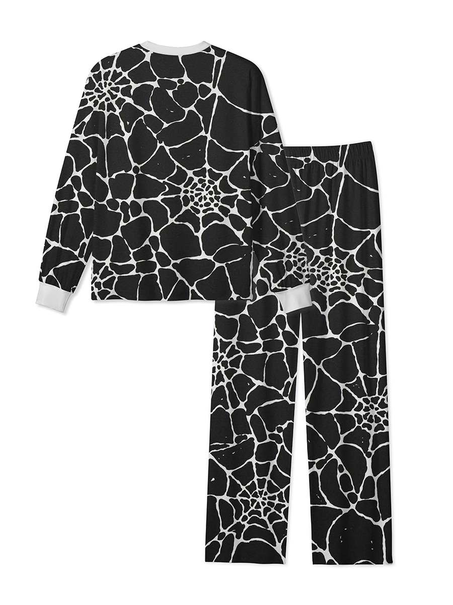 Vintage Minimal Spider Web Line Art Halloween Pajama