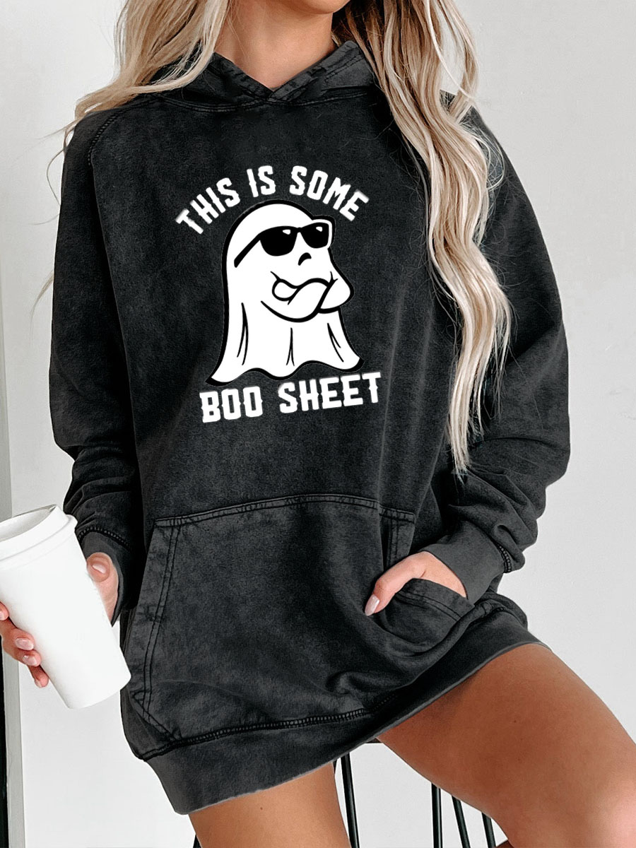 Plus Size This is Some Boo Sheet Washed Hoodie