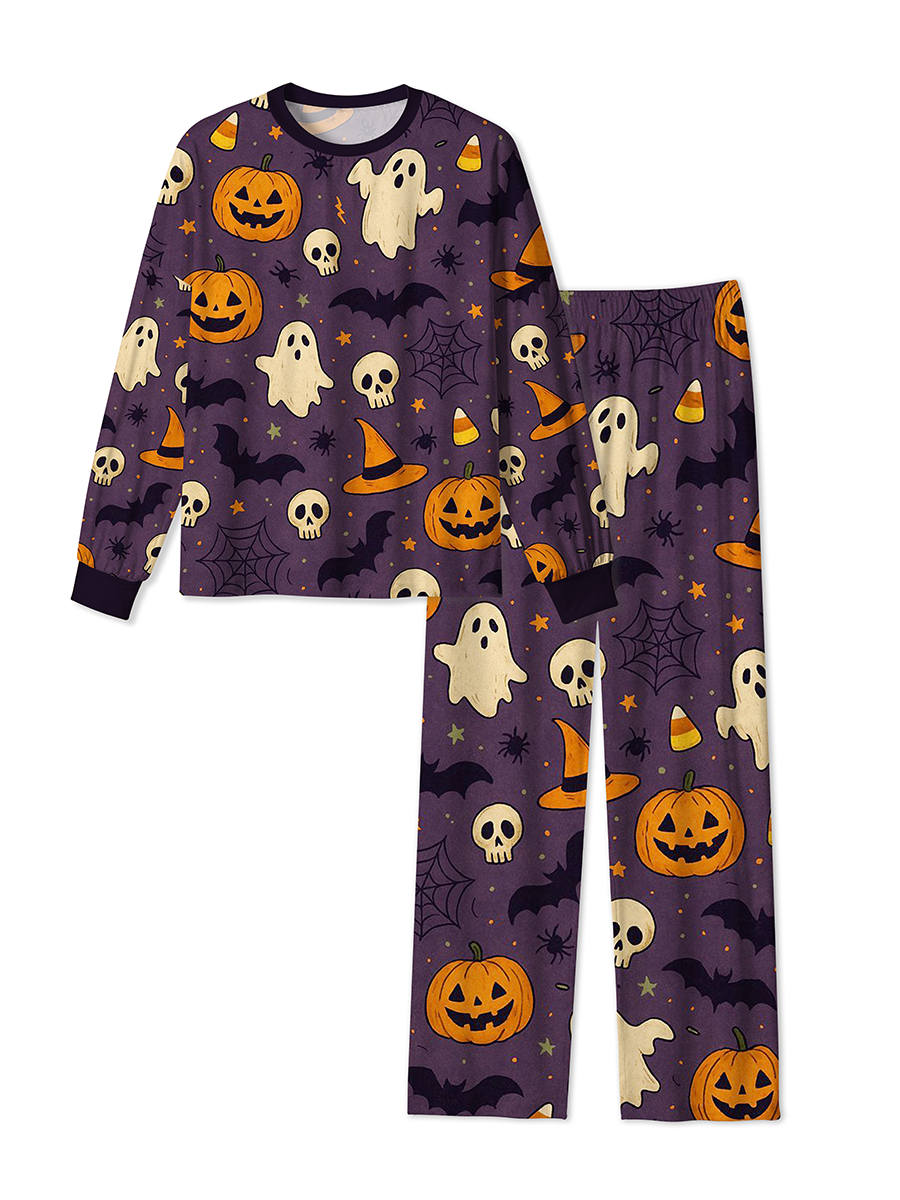 Vintage Cartoon Pumpkin Ghost Retro Halloween Pajamas