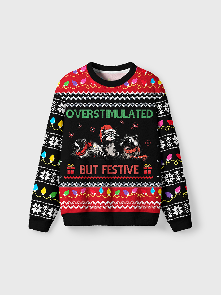 Vintage Overstimulated But Festive Ugly Sweater