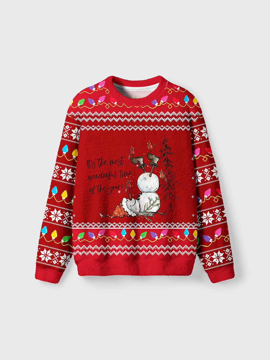 Vintage It's The Most Wonderful Time Of The Year cute Snowman Ugly Sweater