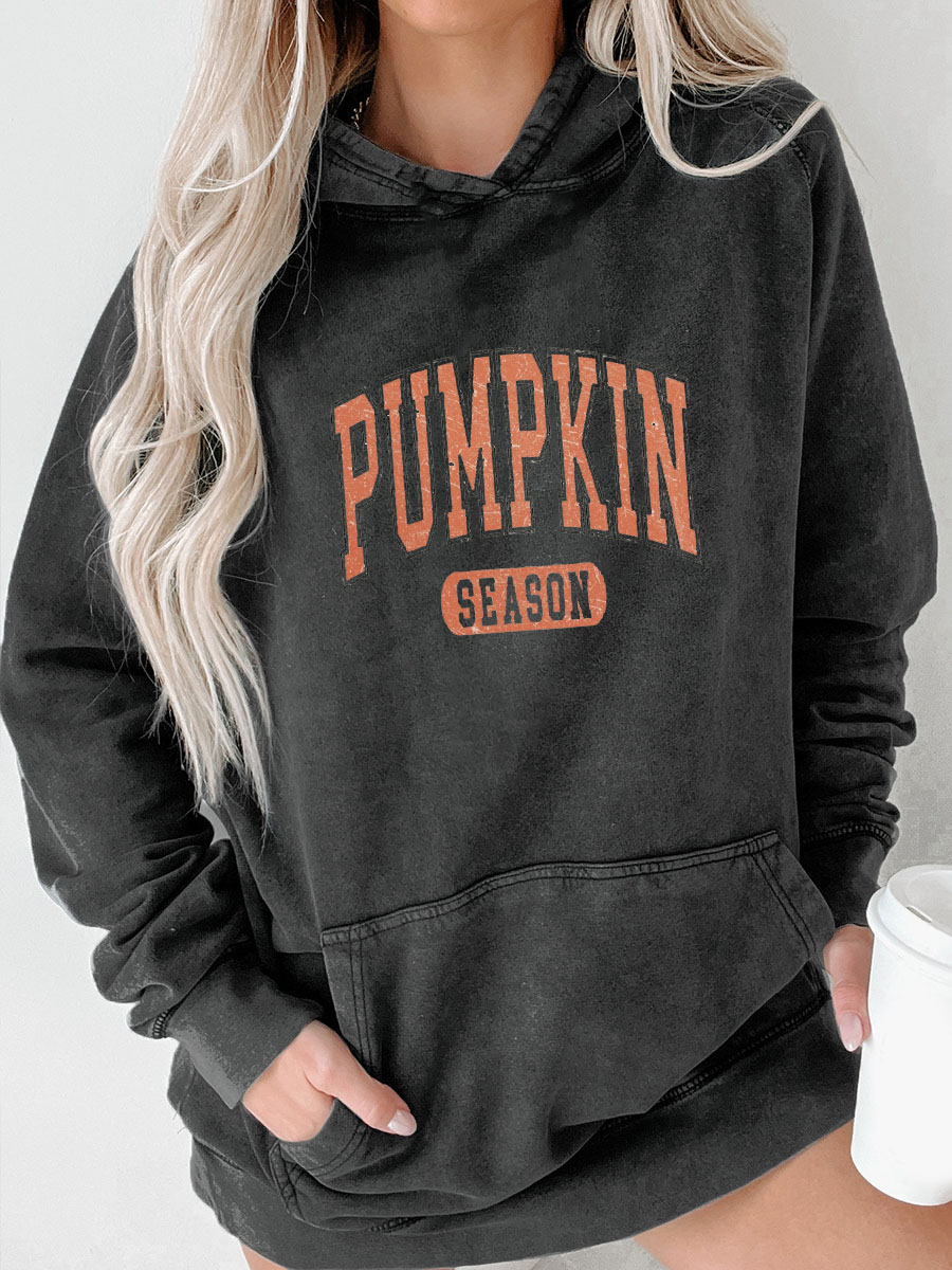 Plus Size Pumpkin Season Washed Hoodie