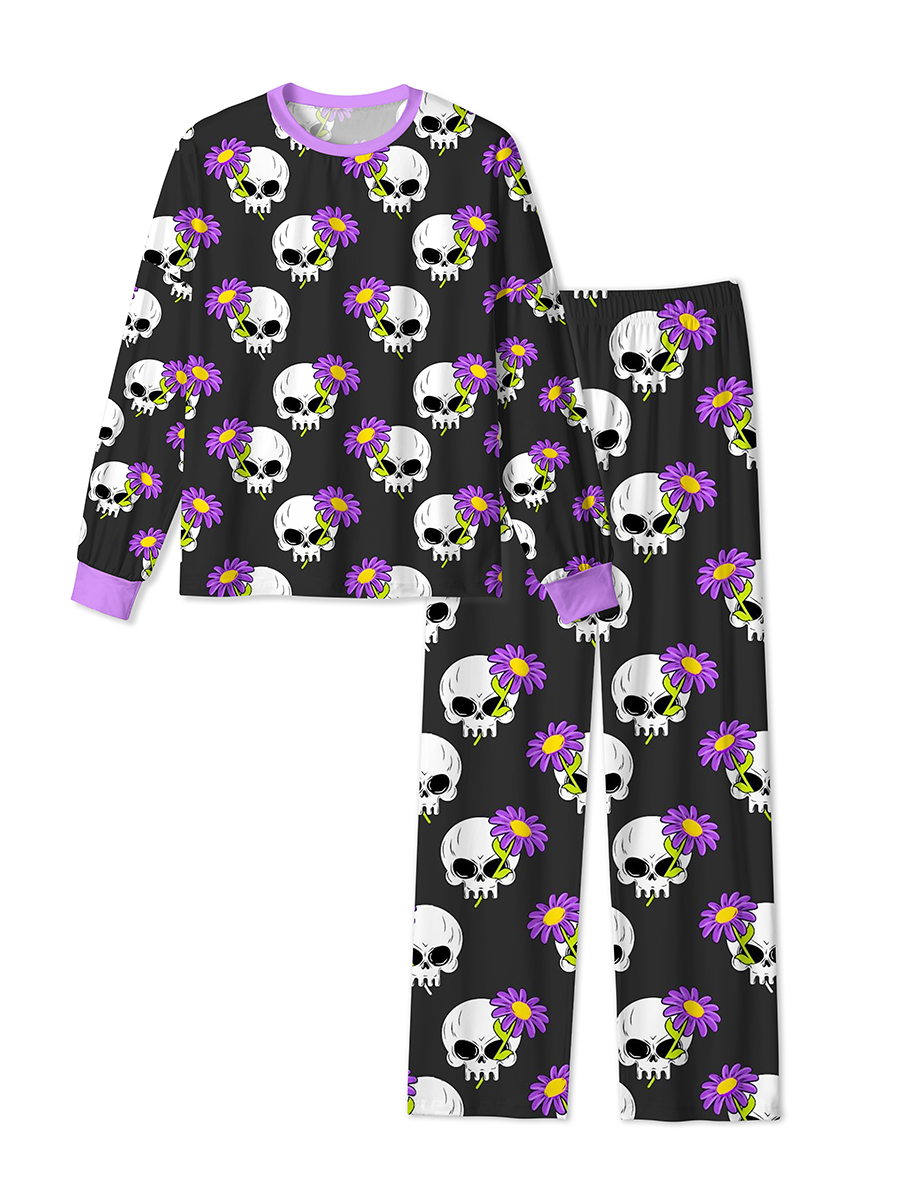 Vintage Minimal Gothic Grunge Floral Line Art Pajama
