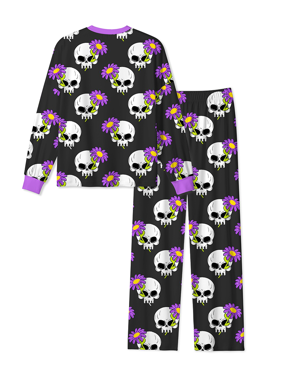 Vintage Minimal Gothic Grunge Floral Line Art Pajama