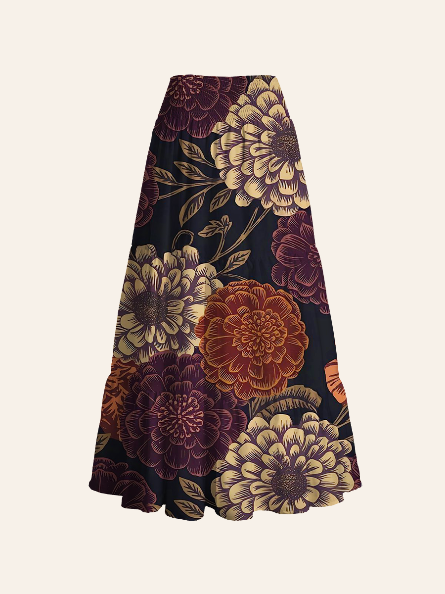 Block Print Floral Convertible Maxi Skirts