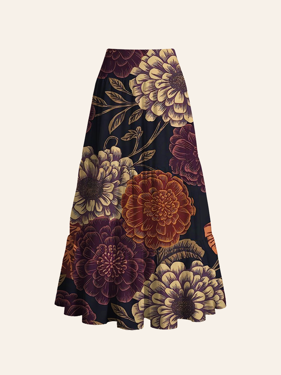 Block Print Floral Convertible Maxi Skirts