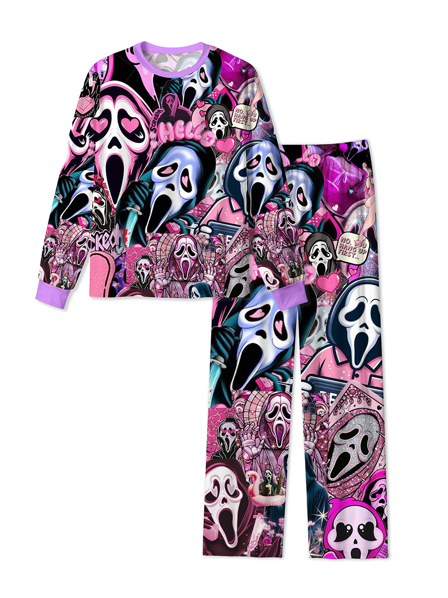 Vintage Heart Ghostface Y2K Collage Pajamas