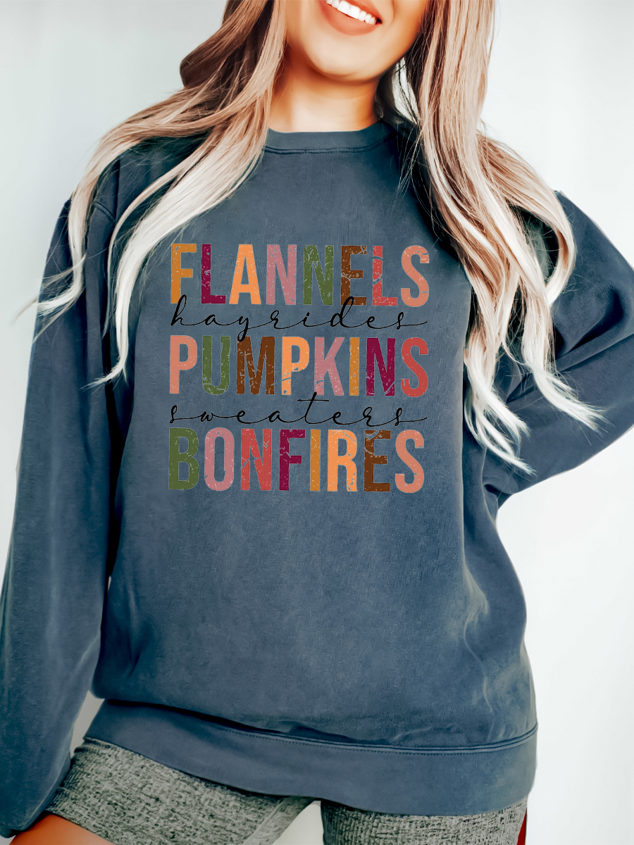 Flannels Pumpkins And Bonfire Sweatshirt