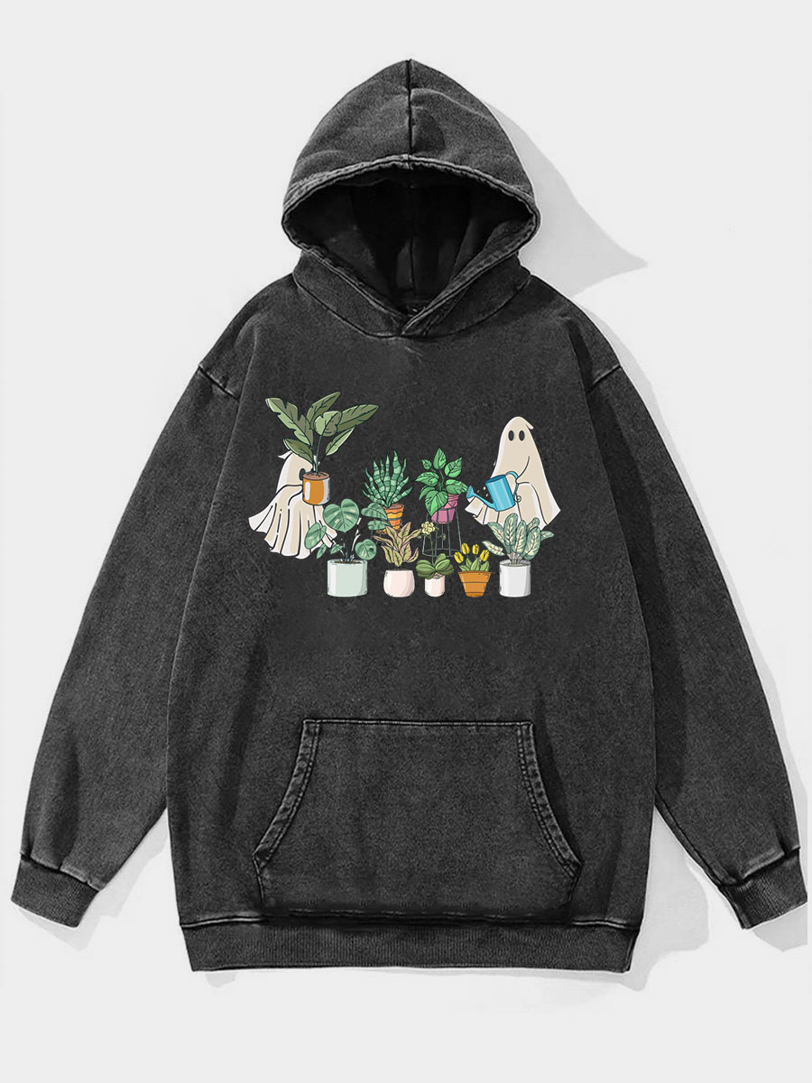 Plus Size Ghost Plant Lady Washed Hoodie