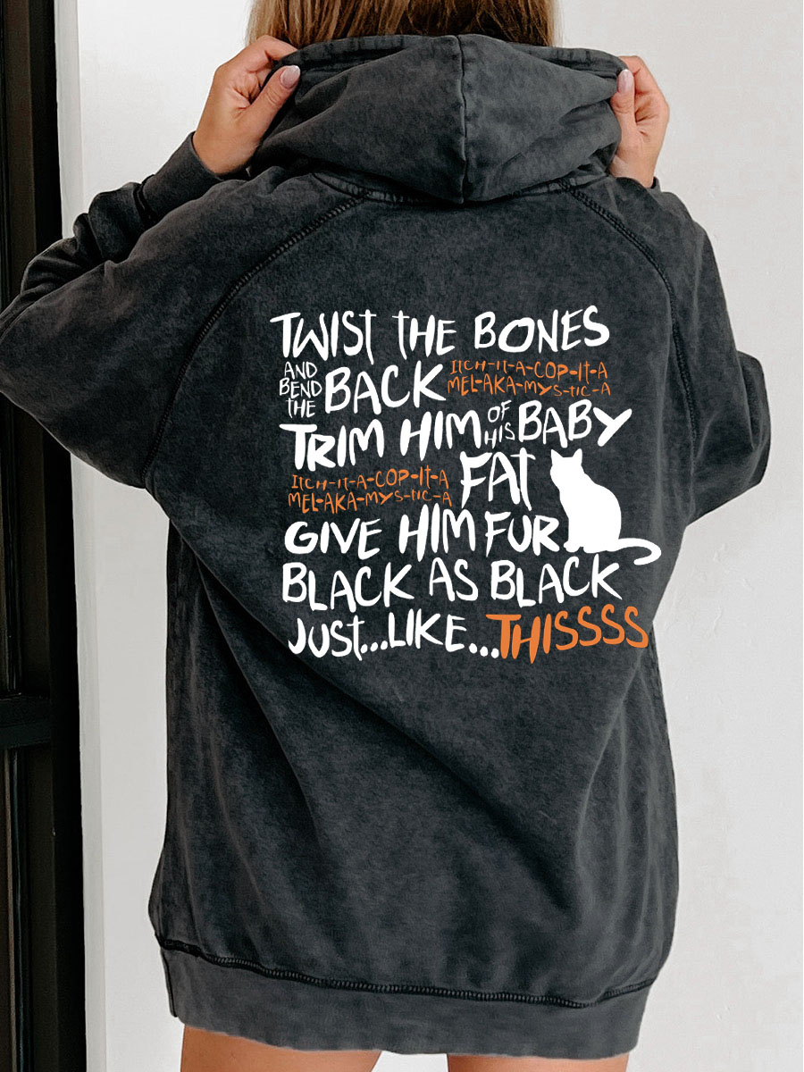 Plus Size Twist The Bones Washed Hoodie