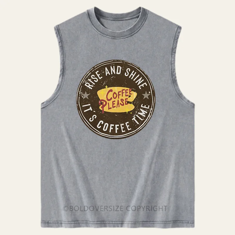 Vintage Rise And Shine, It'S Coffee Time Washed Tank