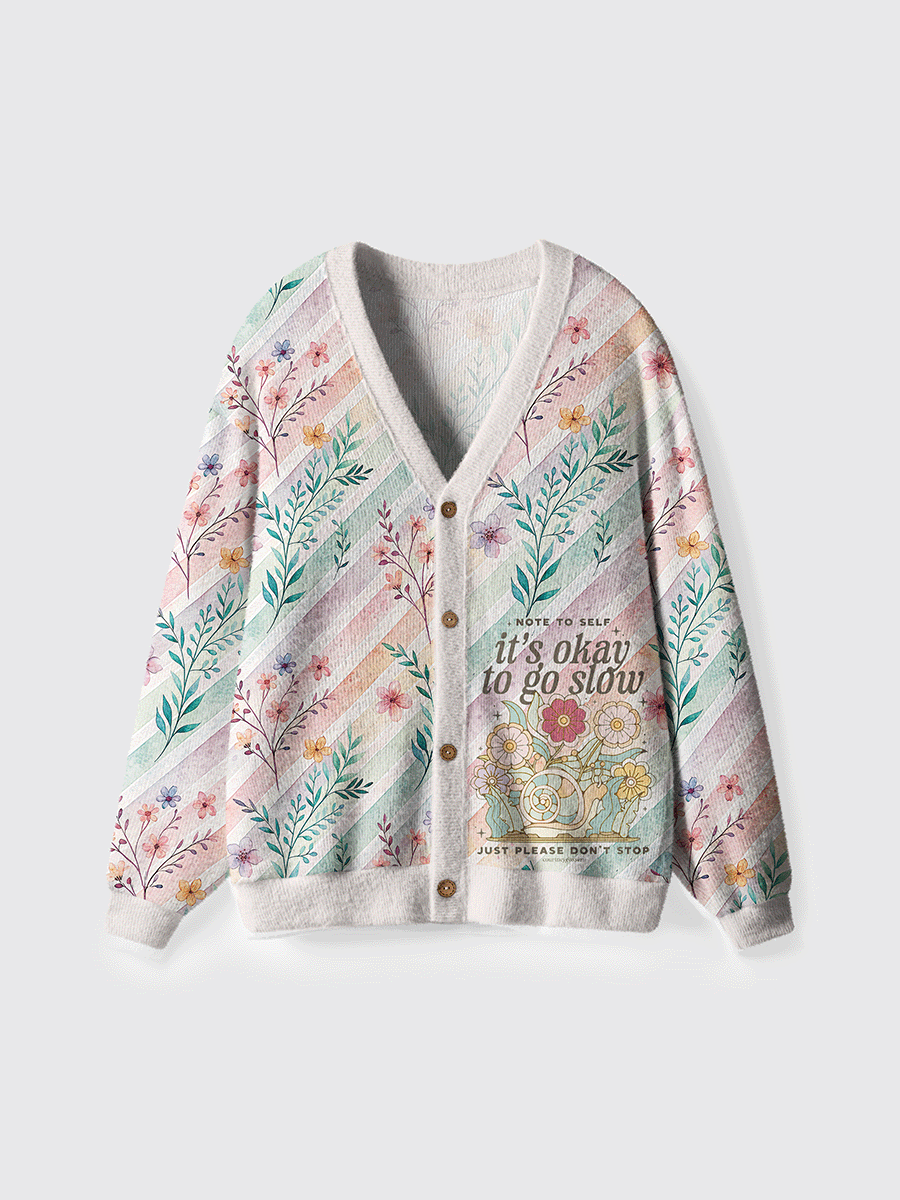 Vintage It's Ok To Go Slow Cardigan Sweaters