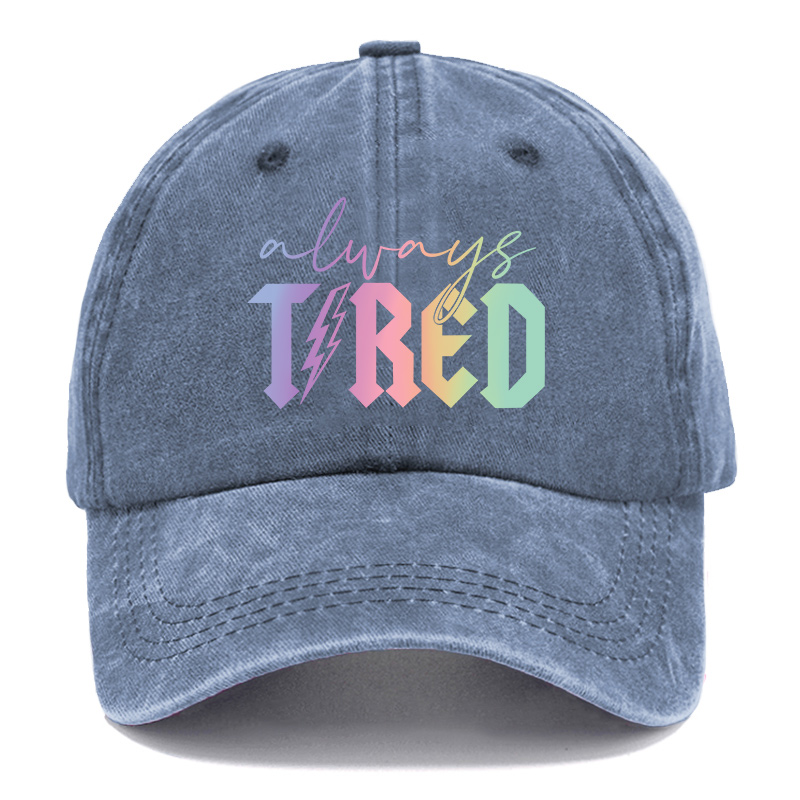 Vintage Plus Size Always Tired Glitter Washed Cap
